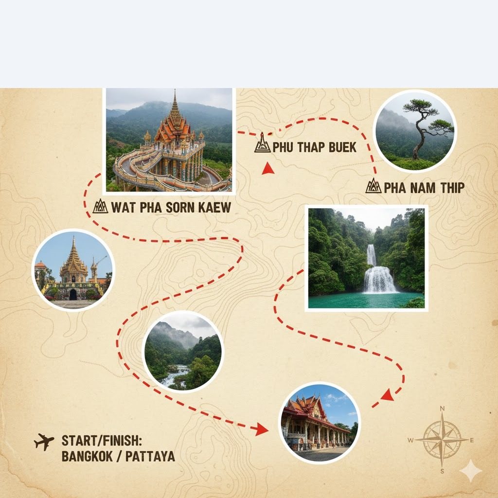 Hartă schematică a traseului turului Peste Nori